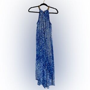 Michael KORS Sorrento Tie-Dye Dress, Chain Halter, Royal, Size XS